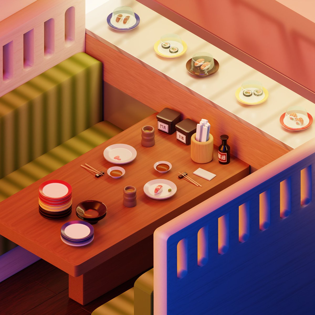 MrMypurse's tweet photo. I wanted this dining room to feel warm and cozy for the best sushi experience 🧡🍵
Made in Blender.
#Blender3d #blender #isometric #3D #Sims4 #sims4growingtogether #Sims4Infants #TheSims4 #sims4mod #sims4ccfinds #3dmodeling #kawaii #CozyPlace https://t.co/my5o9lPuwS