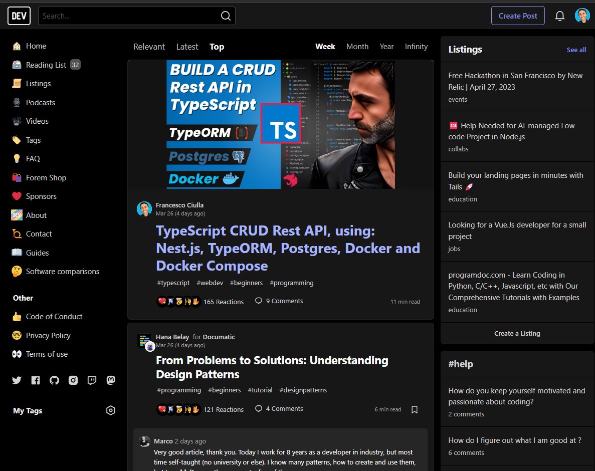 FrancescoCiull4's tweet photo. I made it as best article of the week on DevTO. Again.

Build a CRUD Rest API in Typescript:
- NestJS
- TypeORM
- Postgres
- Docker

Thank you.

https://t.co/e60B1LSL1b https://t.co/ABWlCAN6tx
