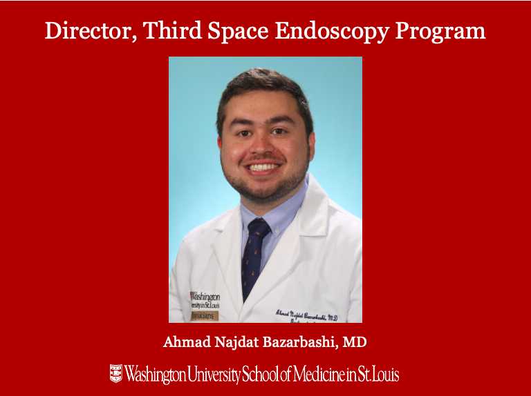 WashU Medicine Division of Gastroenterology (@washumedgastro) on Twitter photo Congratulations to <a href="/AhmadBazarbashi/">Ahmad N. Bazarbashi أحمد بازارباشي</a> who has been appointed director of third space endoscopy program. This program offers advanced endoscopic procedures such as per-oral endoscopic myotomy (POEM), endoscopic submucosal dissection (ESD), Zenker diverticulum management and more. Congratulations to <a href="/AhmadBazarbashi/">Ahmad N. Bazarbashi أحمد بازارباشي</a> who has been appointed director of third space endoscopy program. This program offers advanced endoscopic procedures such as per-oral endoscopic myotomy (POEM), endoscopic submucosal dissection (ESD), Zenker diverticulum management and more.