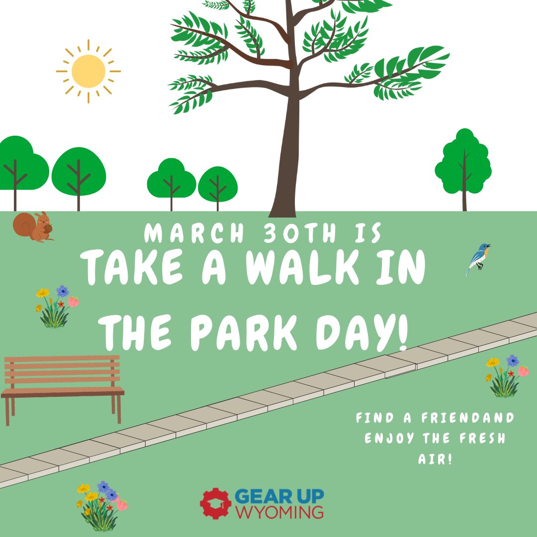 Get outside and take advantage of a beautiful day!! Some benefits of walking include: ✨Improved sleep ✨Stress relief ✨mood improvement ✨improved heart health So get moving today! #takeabreak #GetOutside #play60 #UW #Wyoming #GEARUP