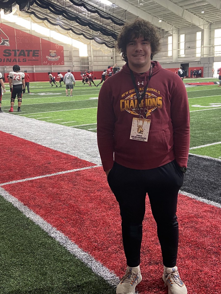 NolanKuenning's tweet photo. Had a great time at @BallStateFB Spring Practice. Can’t wait to get back! @Coach_TsTock @BSUCoachNeu @CoachAI @CoryConnolly https://t.co/ebkFF8pSd0