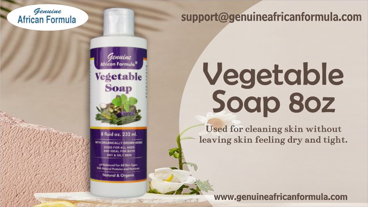 AfricanFormula's tweet image. Vegetable Soap 8oz is Good for all ages and ideal for both dry and oily skin. 
Shop here - bit.ly/3M0u4dD
#VegetableSoap8oz #BlackSoap2oz #GenuineAfricanFormula #NineHerbsTreatment #SkinCare #BotanigelSkinTreatment #Skin #NaturalSkin #HealthySkin #Natural #Beauty