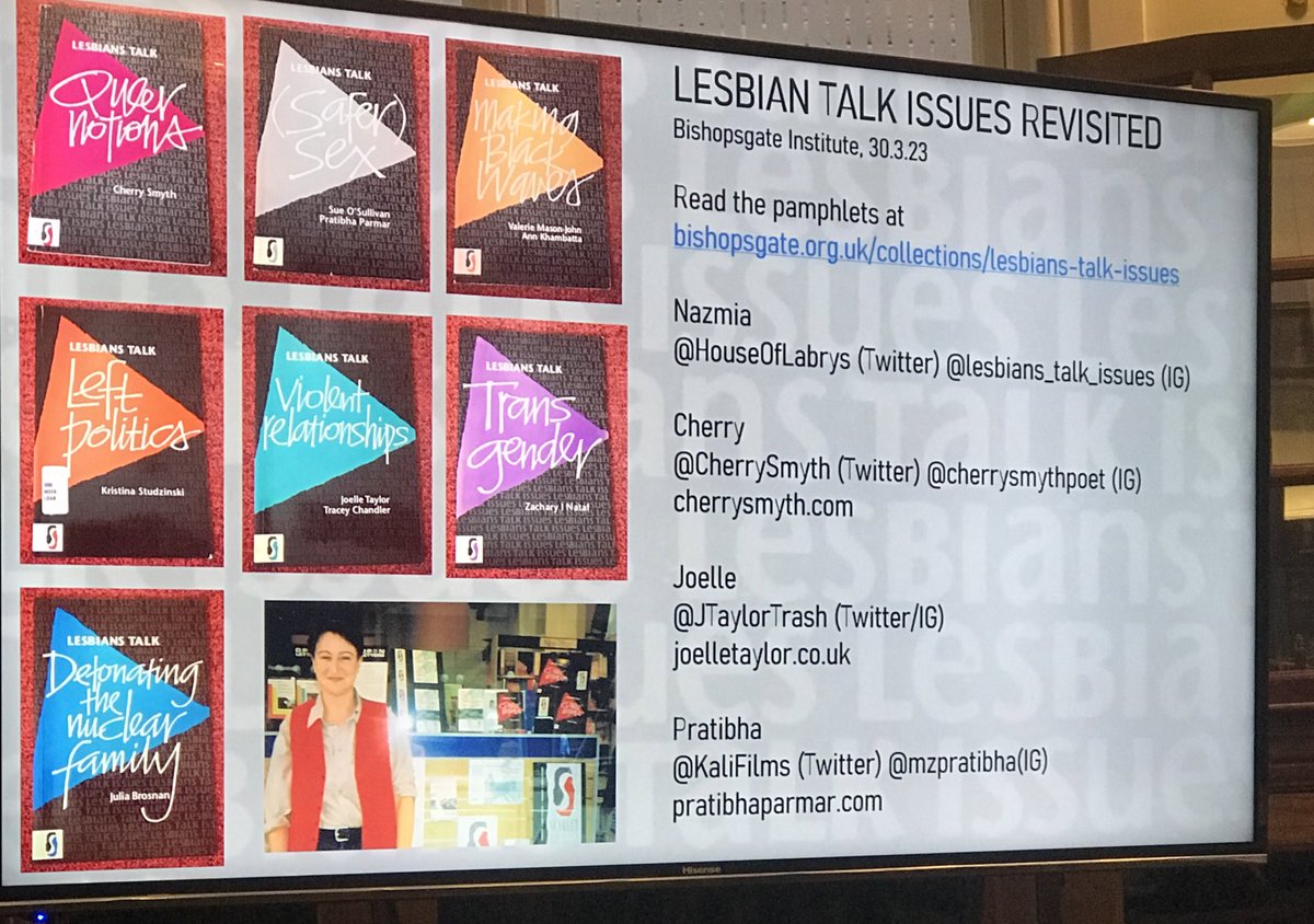 At #LesbiansTalkIssues with @houseoflabrys @kalifilms @CherrySmyth @JTaylorTrash with @julievitalxpose @BishopsgateInst Here we go! 💜💙❤️💛💚