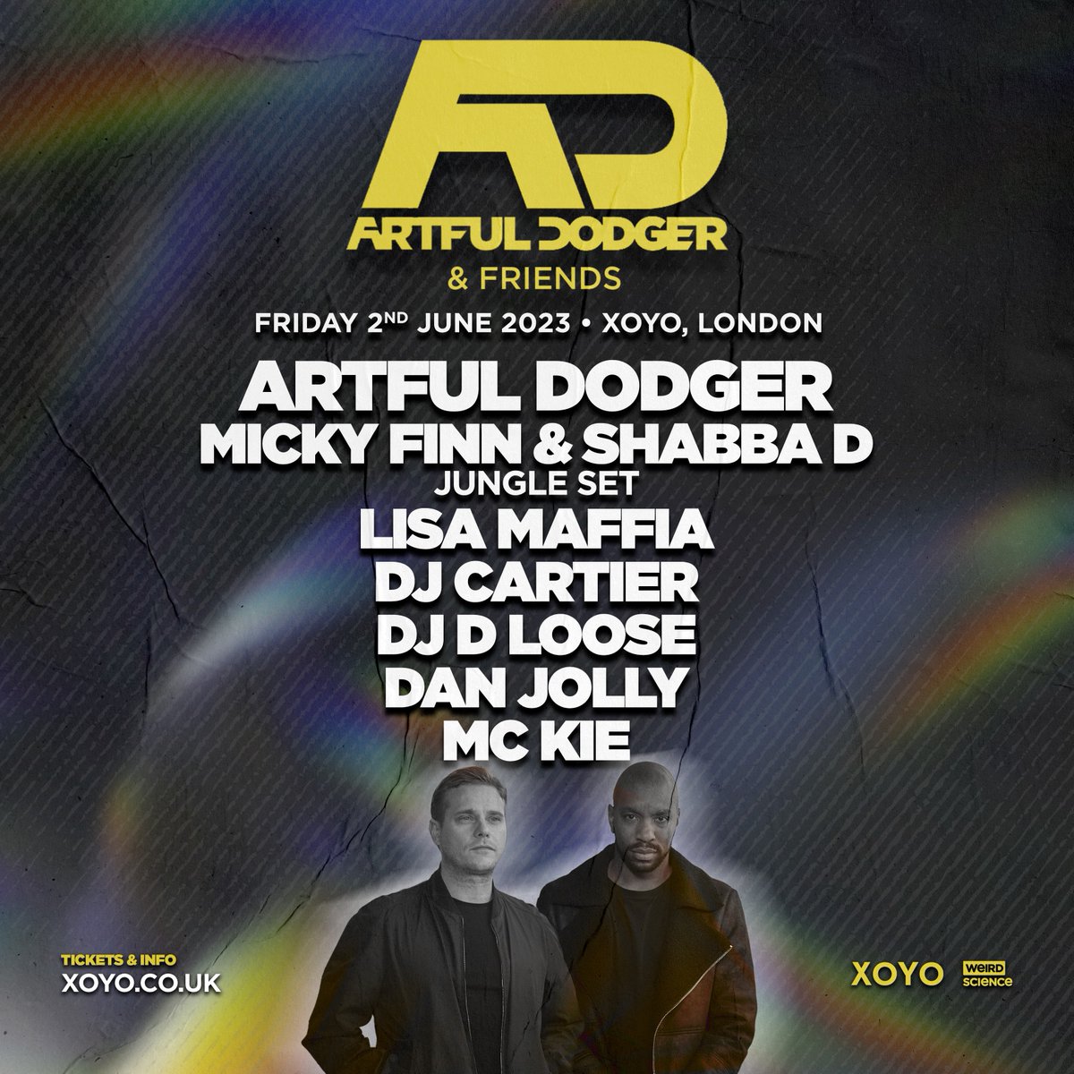 Next up on the announces are garage legends Artful Dodger! 🔋 Don't miss these powerhouses in June, tickets on sale tomorrow at 10am! bit.ly/42VsrDS