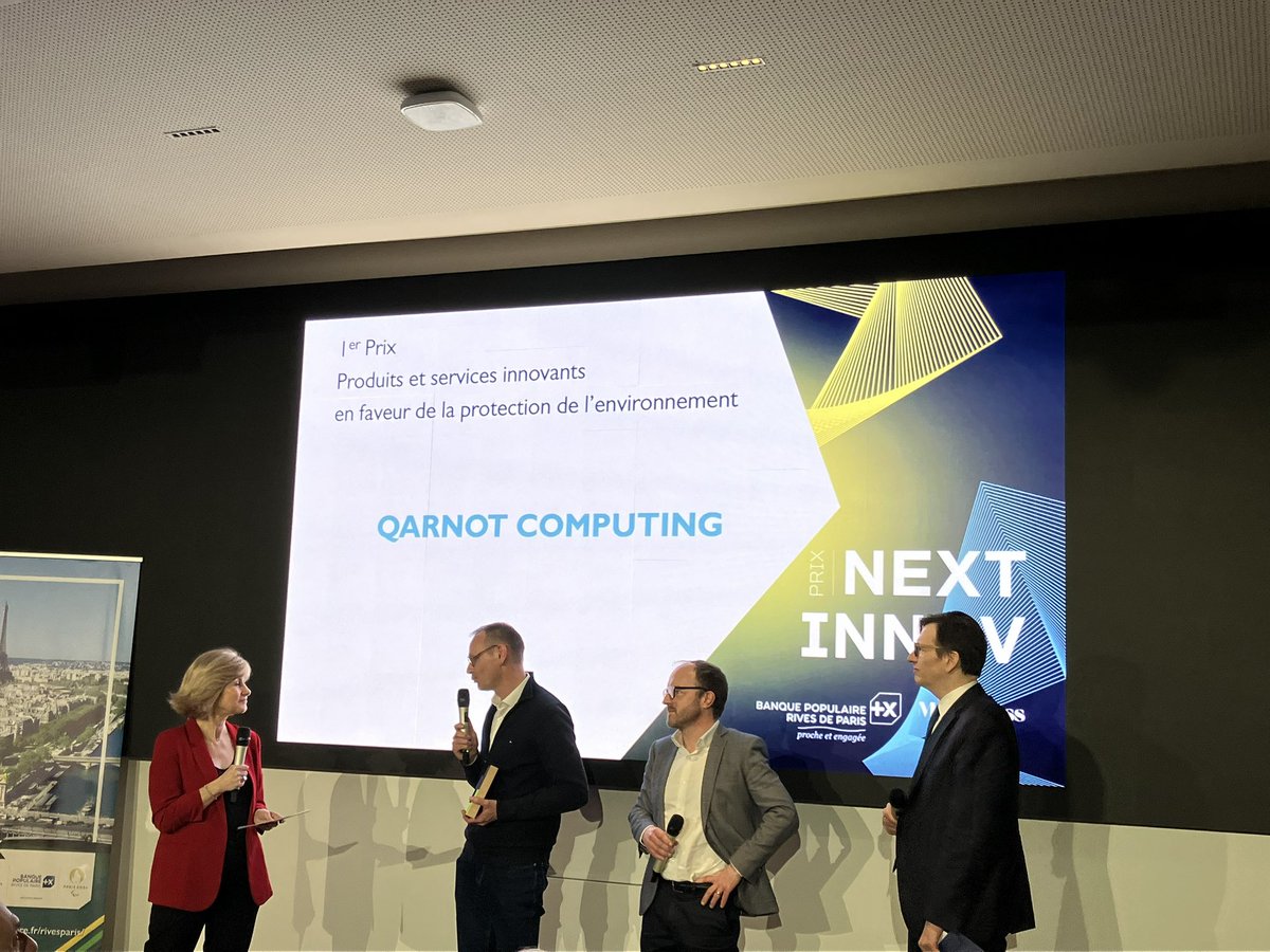 1er Prix Services innovants en faveur de la protection de l’environnement décerné à <a href="/Qarnot/">Qarnot</a> ! Services informatiques cloud écologique et durable!
#NextInnovBPRI #RSE

<a href="/sebbourguignon/">Sébastien Bourguignon</a> <a href="/RLDI_Lamy/">Lionel Costes</a> <a href="/baski_LA/">Baskaran Ambalavanan</a> @Analytics_659 <a href="/jeancayeux/">Jean CAYEUX (Hour CET)</a> <a href="/CurieuxExplorer/">Dev Khanna</a> <a href="/AnthonyRochand/">Anthony Rochand</a> <a href="/enilev/">Eveline Ruehlin</a> <a href="/efipm/">Dr Efi Pylarinou</a>