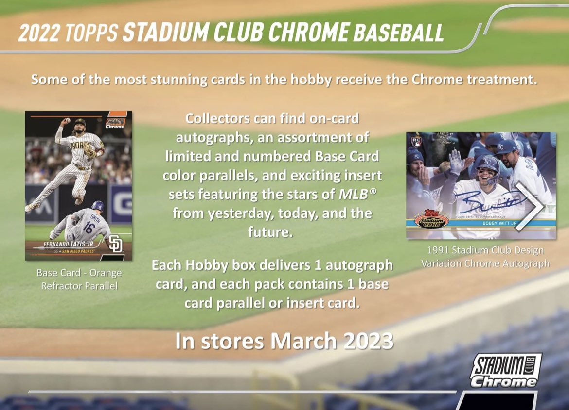 2023 MLB Opening Day Giveaway!

One winner will get a free 2022 Topps Stadium Club Chrome HOBBY box!

- Follow
- Retweet this tweet

Winner drawn Saturday 4/1 at 5pm EST!