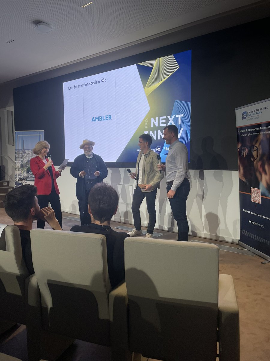 Et enfin place à l’entreprise Ambler qui remporte la Mention RSE de ce concours ! Plateforme technologique qui permet aux établissements de santé de prescrire et commander un transport sanitaire programmé ou de dernière minute. Un grand bravo 💪 #NextInnovBPRI