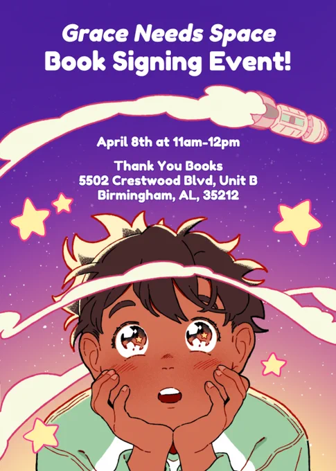 Birmingham, AL!! There's going to be a little "Grace Needs Space" launch/signing event at Thank You Books on April 8th - I'd love to see you there!  