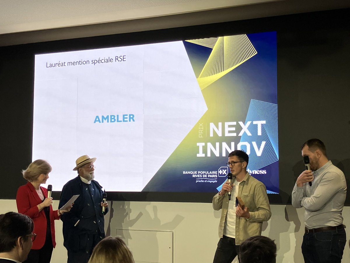 Mention spéciale #RSE décernée à #Ambler plateforme pour prescrire et commander un transport sanitaire programmé ou de dernière minute.
#NextInnovBPRI #innovation ♻️

<a href="/sebbourguignon/">Sébastien Bourguignon</a> <a href="/RLDI_Lamy/">Lionel Costes</a> <a href="/baski_LA/">Baskaran Ambalavanan</a> @Analytics_659 <a href="/jeancayeux/">Jean CAYEUX (Hour CET)</a> <a href="/CurieuxExplorer/">Dev Khanna</a> <a href="/AnthonyRochand/">Anthony Rochand</a> <a href="/enilev/">Eveline Ruehlin</a> <a href="/efipm/">Dr Efi Pylarinou</a>