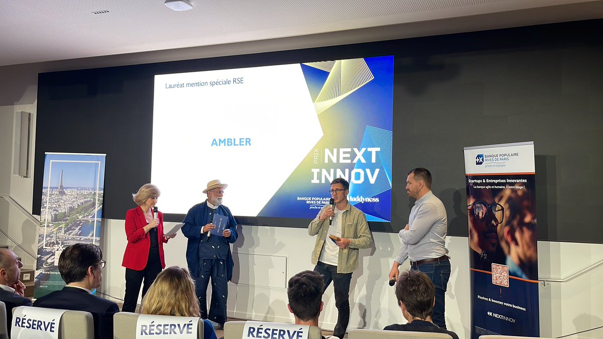 [#NextInnovBPRI] Remise de la mention spéciale #RSE par Cyril Aouizerate à #Ambler

<a href="/BP_RivesParis/">BP Rives de Paris</a> <a href="/labordeolivier/">Olivier Laborde#CES2025 #Peace 🇫🇷🇪🇺🇺🇦</a> <a href="/kalydeoo/">Eric Gaubert</a> <a href="/ArnaultChatel/">Arnault Chatel</a> <a href="/chboursin/">Christine Boursin 🌐</a> <a href="/MichaGUERIN/">Mickael Guerin #ambassadeurParité Groupe La Poste</a>