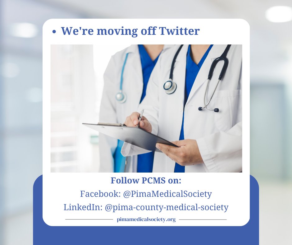 PCMSTuc's tweet image. Keep up with PCMS on Facebook and LinkedIn. Follow us there: linkedin.com/company/pima-c…, facebook.com/PimaMedicalSoc…