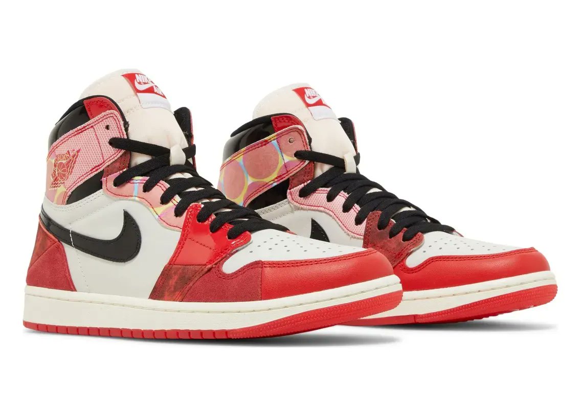SneakerNews's tweet photo. Describe the Spider-Man: Across The Spider-Verse x Air Jordan 1 in ✌️ emojis. https://t.co/FwraE8DyYG