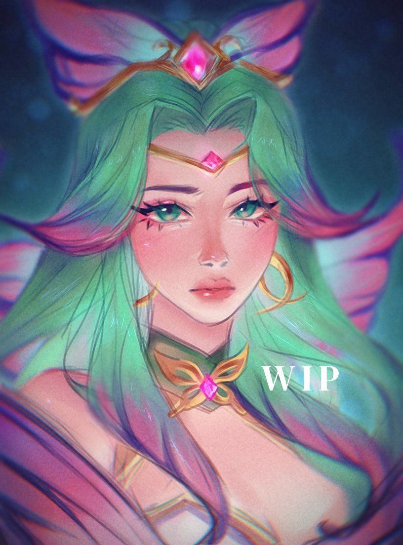 Capta1n_Irel1a's tweet photo. WIP! 

Oh who is she.... 

#LeagueOfLegends #FaerieCourt #Seraphine #Katarina #Karma #Kalista #Ezreal #Fanart https://t.co/WWvkHncKLD