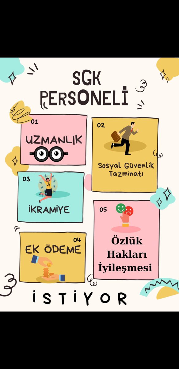 #SGK çalışanları, Gelir Uzmanları ile aynı özlük haklarına sahip 'Sosyal Sigorta Uzmanlığı' kadrosu ve mevcut özel hizmet tazminatları 50'şer puan artırımlı 'Sosyal Güvenlik Tazminatı' istiyor 

#SGK666KHK 
 <a href="/meral_aksener/">Meral Akşener</a> <a href="/vedatbilgn/">Vedat Bilgin</a> <a href="/RTErdogan/">Recep Tayyip Erdoğan</a>