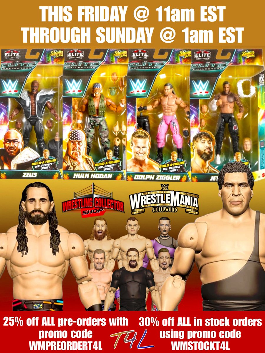 **ANNOUNCEMENT 🔥🔥🔥🔥🔥** 

THIS WEEKEND!!! 

30% off anything in stock 
25% off any pre-orders 

wrestlingcollectorshop.com

#ActionFigures #Toys #Collectibles #Wrestling #ToyCommunity #WWE #Mattel #WWEEliteSquad #WWEElite #UltimateEdition #T4L