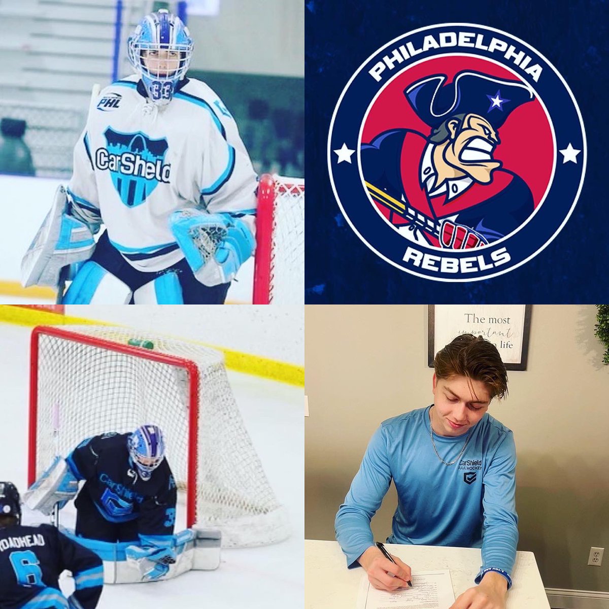 CarshieldHockey's tweet photo. Congratulations to 18U goalie @govero_brady on signing a @NAHLHockey hockey tender with the @PhillyRebels !! #Earned #trusttheprocess @NAPHL @CarShield @3Egoaltending https://t.co/Wwtd6wWH2J