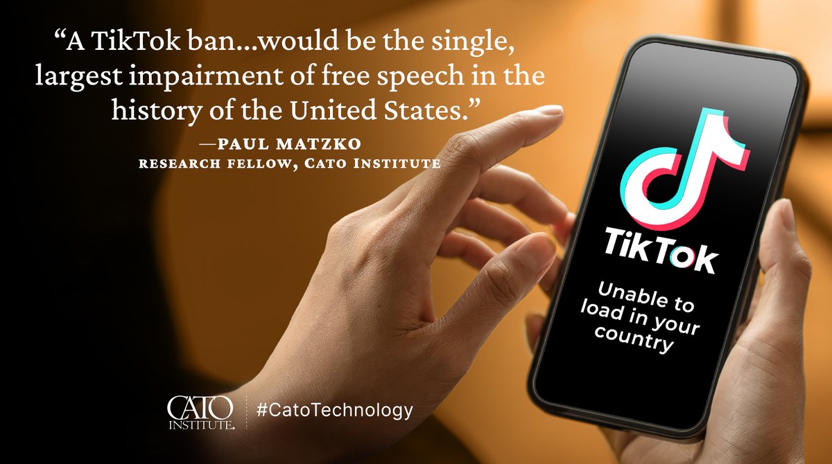 A TikTok ban would shut down a platform used by 150 million Americans.

It would be the single, largest impairment of free speech in the history of the U.S. fal.cn/3x0QR #CatoTechnology #Cato1A