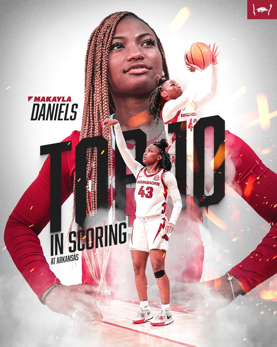 1,463 points + counting 📈

<a href="/MakaylaDaniels5/">MaKayla</a> continues to make her mark as one of the best to put on an Arkansas uniform