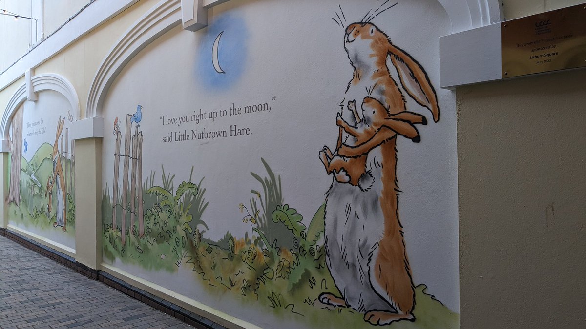JeffreyPeel's tweet photo. Lovely homage to Sam McBratney in his native Lisburn, Northern Ireland. #nutbrownhare https://t.co/fvjN5HnXa3