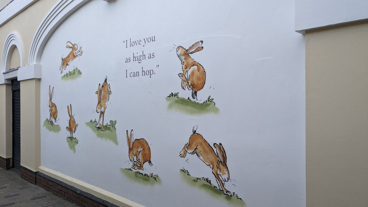 JeffreyPeel's tweet photo. Lovely homage to Sam McBratney in his native Lisburn, Northern Ireland. #nutbrownhare https://t.co/fvjN5HnXa3