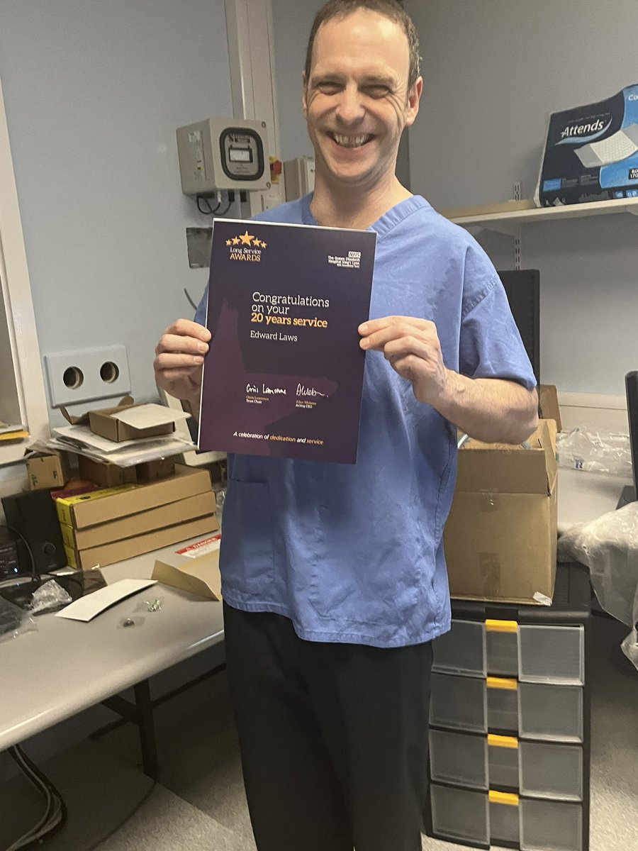 emmafollen1's tweet photo. @QEHRadiology @TeamQEH Congratulations to Edward Laws on his 20 years of service! We’d be lost without you. #teamradiology #crosssectionallegend https://t.co/vjrCz75fWE