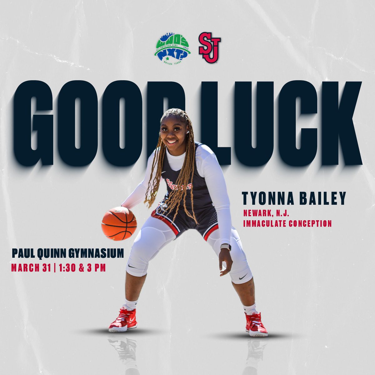 St. John's WBB (@stjohnswbb) on Twitter photo Good luck to signee <a href="/TyonnaBailey24/">Tyonna Bailey</a> competing in the Who’s NXT? All-American Game in Dallas tomorrow‼️ Good luck to signee <a href="/TyonnaBailey24/">Tyonna Bailey</a> competing in the Who’s NXT? All-American Game in Dallas tomorrow‼️