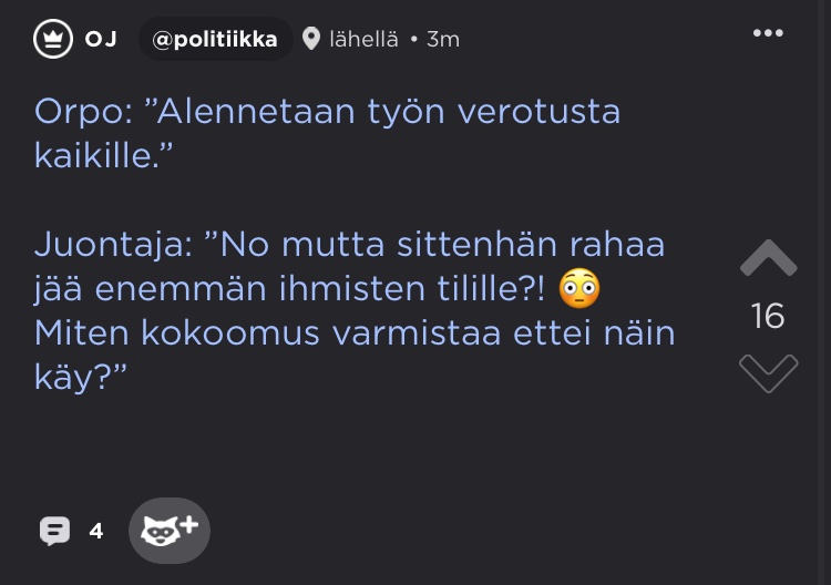 Ai saakeli, tää oli hyvä😂😂
#puheenjohtajatentti