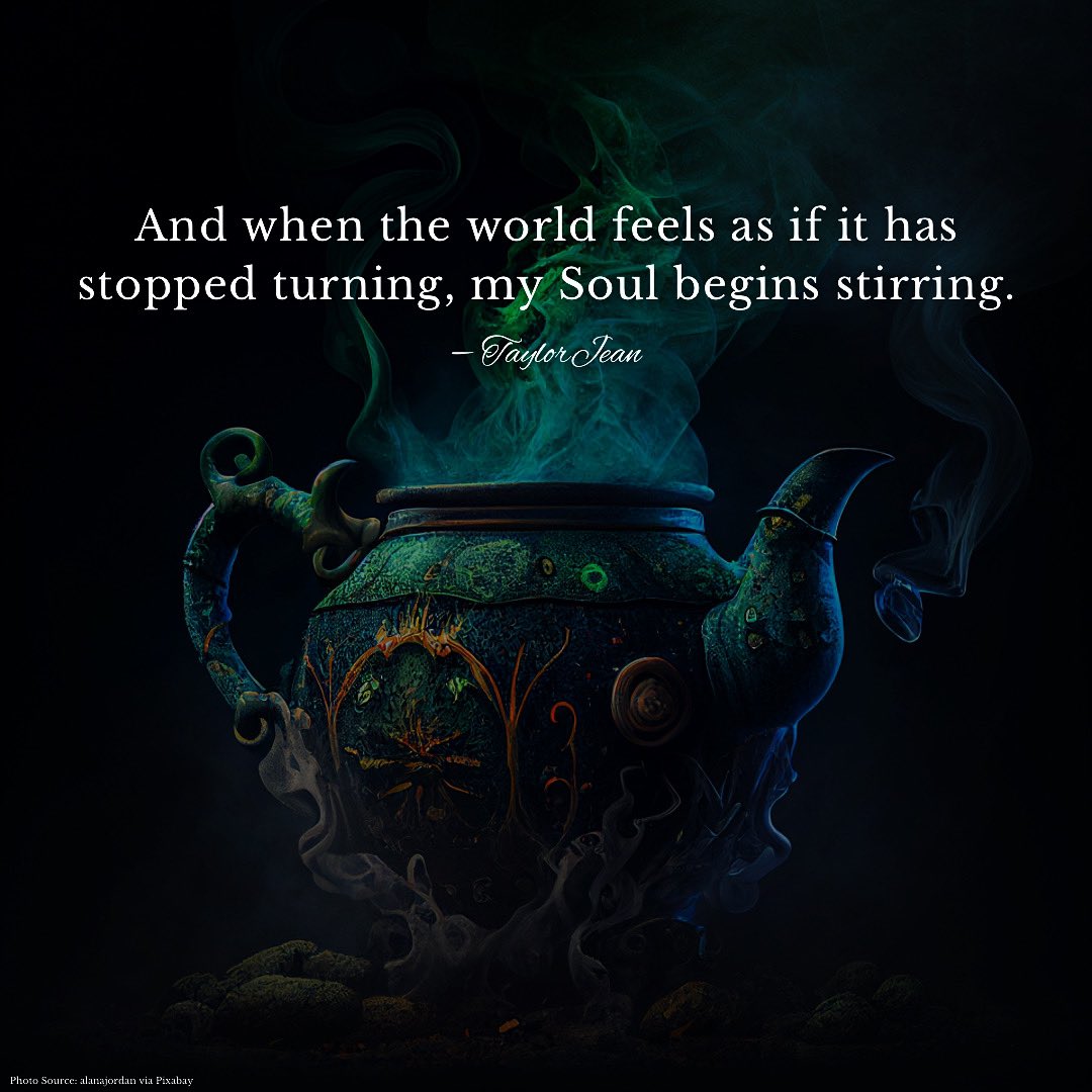 “And when the world feels as if it has stopped turning, my Soul begins stirring.” — Taylor Jean
#poeticquotes #soulquotes #poetsofTwitter