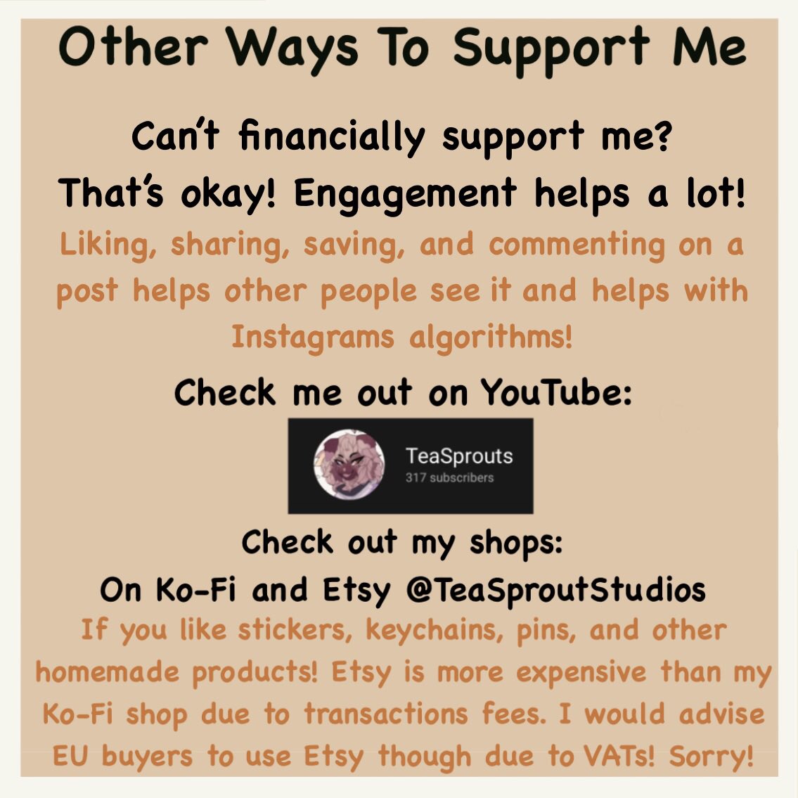 TeaSprouts's tweet image. Hi hi! I am Tea! I’m a small freelance artist based in California, and I like sunsets/rises, fluffy animals, and nature.
- - - - - - - -
☁️ Carrd: teasprouts.carrd.co
🍄 Memberships: ko-fi.com/teasprouts/tie…
🧺 Shop: teasproutstudios.carrd.co
Mainly on Instagram (same user)