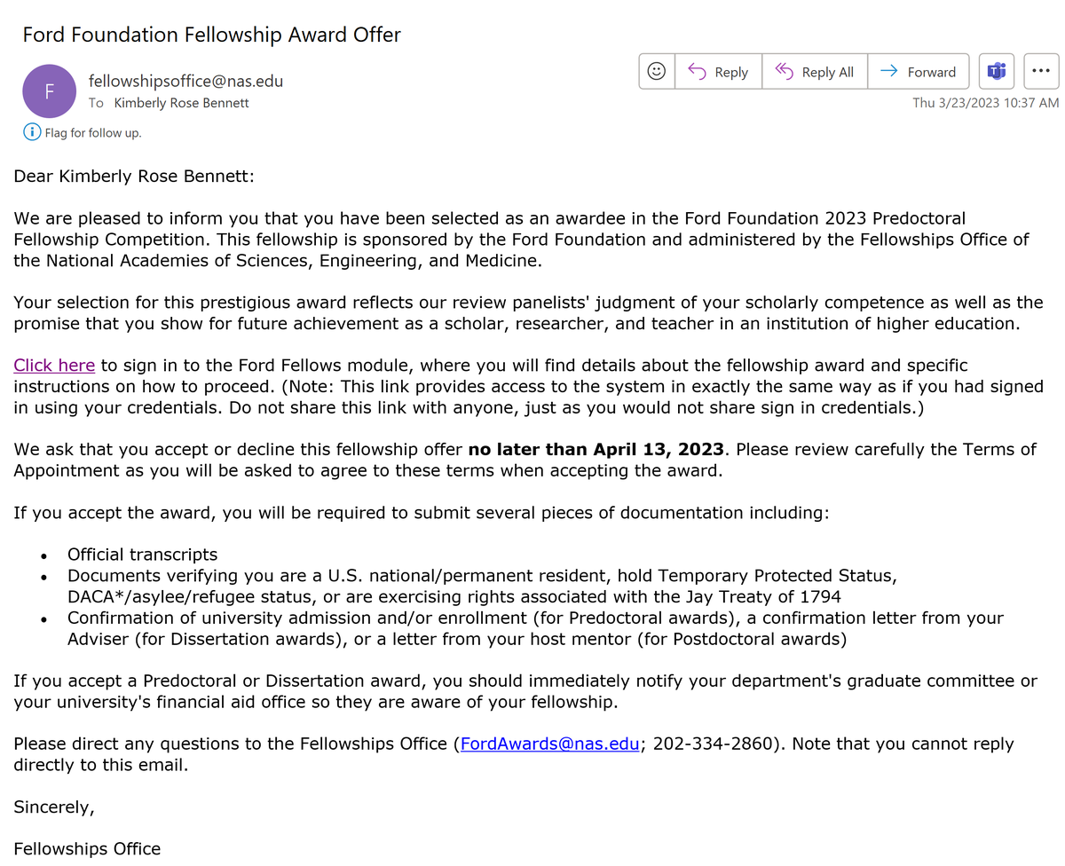 KimRoseBennett's tweet photo. Feeling grateful to have been offered both the @NSF  #GRFP and #NASEM #FORDFELLOWSHIP @NASEMFordFellow. These wouldn't have been possible without all of my mentors from K12, to @UCRiverside @UCRBCOE, and to @mit @mit_hst  supporting #firstgen me along the way.💛 https://t.co/HAUmvkW1ht