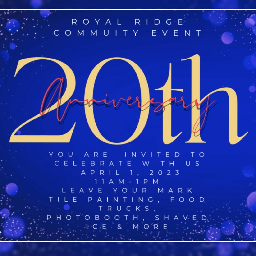 ridge_pta's tweet photo. Hope you can join the fun this Saturday 🎉 Come help celebrate Royal Ridge. It's going to be a fun family time.
#rootedroyalridge https://t.co/V1DJjNWJCm