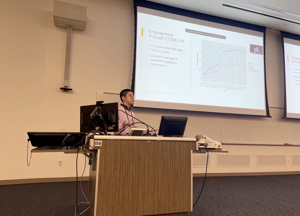 Andriola_UC's tweet photo. Prof Renzhe Yu presents use of campus data #analytics to support #studentsuccess at #WaypointsUCI. Great kickoff to our event and important conversation as we brainstorm on student success 3.0. https://t.co/WI4fbpoySq