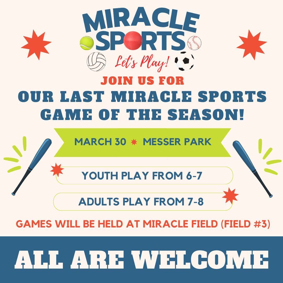 Join us tonight for the FINAL game of the season! We'd like to thank all athletes, friends, and family who joined in helping this  be an amazing and successful season. Let's end the season with a great game of baseball! Be there or be square🫡 ! #MiracleSports #Baseball #Inclusio