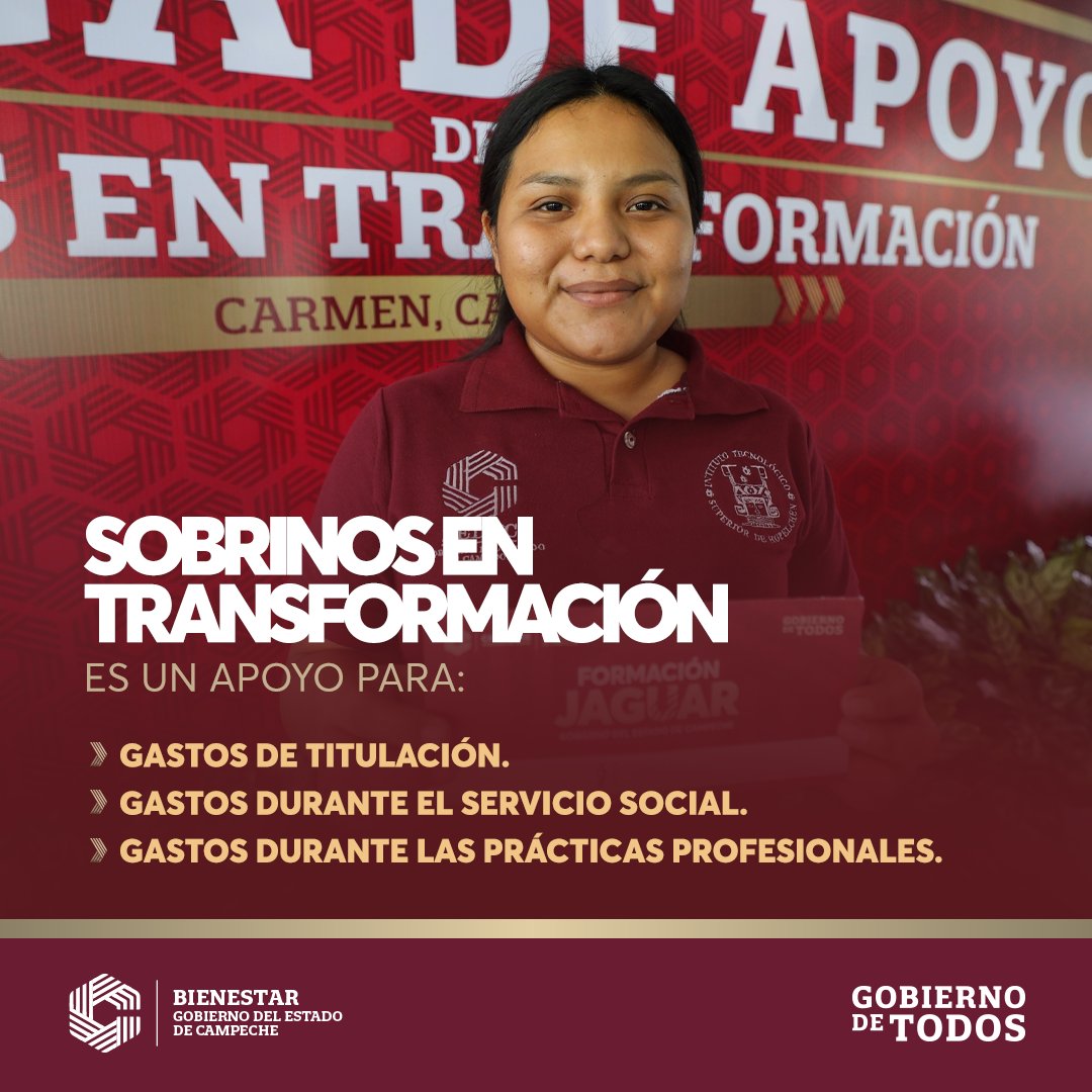 Bienestar_Camp's tweet photo. Con #SobrinosEnTransformación los jóvenes reciben el apoyo que necesitan para solventar los gastos de titulación, servicio social y prácticas profesionales, para que puedan concentrase en dar lo mejor en su educación.

@LaydaSansores
#CampecheTodoAmor https://t.co/wJEsZkS5r8