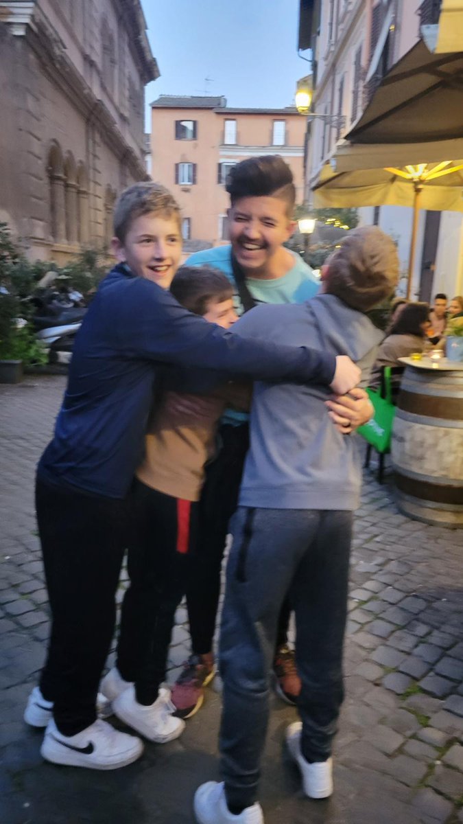 BaerRyan's tweet photo. @Preston today we saw the Pantheon and learned how to make pasta from scratch, but meeting you and your wife in Trastvere was the highlight of our boys' day in Rome! https://t.co/X6g5UK4BAg