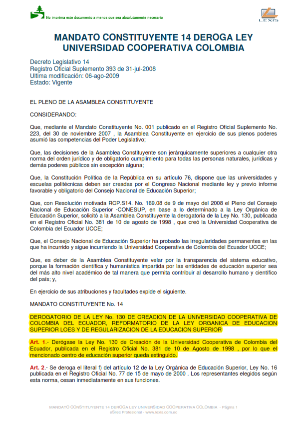 MarcReng's tweet photo. ¿Alguien sabe cómo es qué Fernando Villavicencio aparece con título universitario el 2010 si la Uni. Cooperativa de Colombia fue cerrada por el Mandato Constituyente No. 14 de julio 2008? 

Valga aclarar que dicha IES fue cerrada por ser muy conocida en la venta de títulos. https://t.co/bvsTZDJJLt