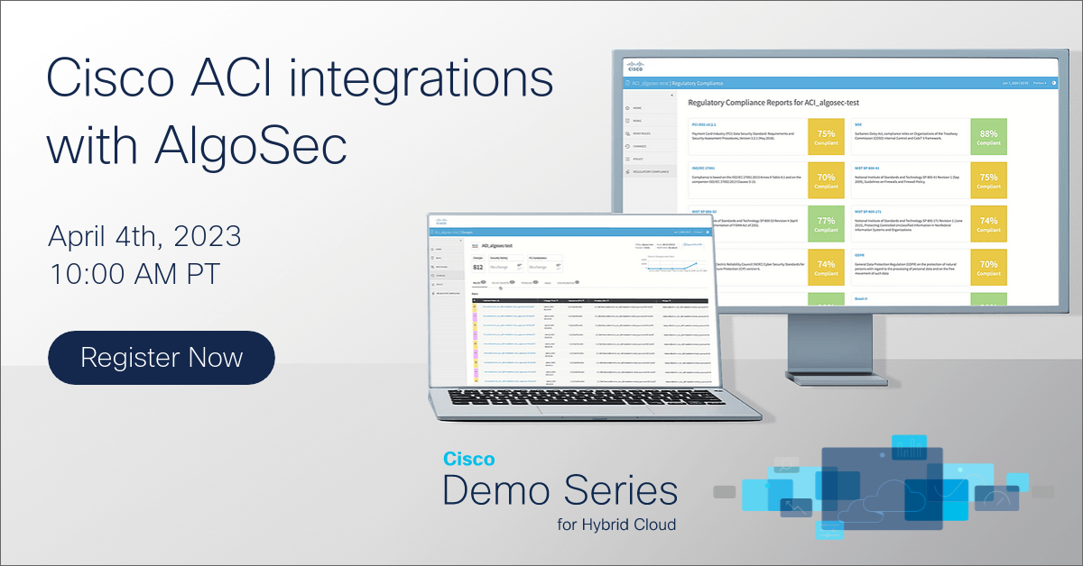 ciscoDC's tweet image. Register today for a live demo of Cisco ACI integrations with AlgoSec on April 4th. 

#CiscoDemoSeries #CiscoACI

cs.co/6014O85Vj