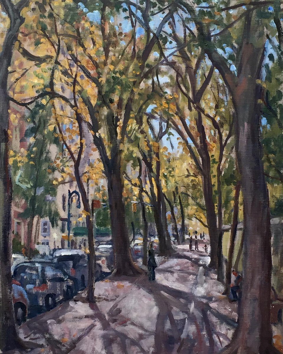 Two paintings of my favorite places on Fifth Avenue. Looking forward to spring and the return of the leaves! #newyorklandscape #originallandscape