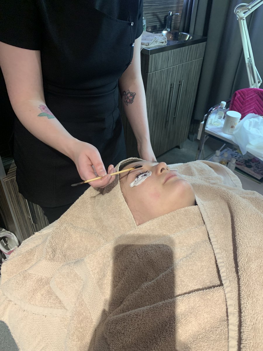#BeautyTherapy learners showcasing eyelash tinting and a manicure treatments whilst potential new learners looked around during last night's open event! #scarboroughuk