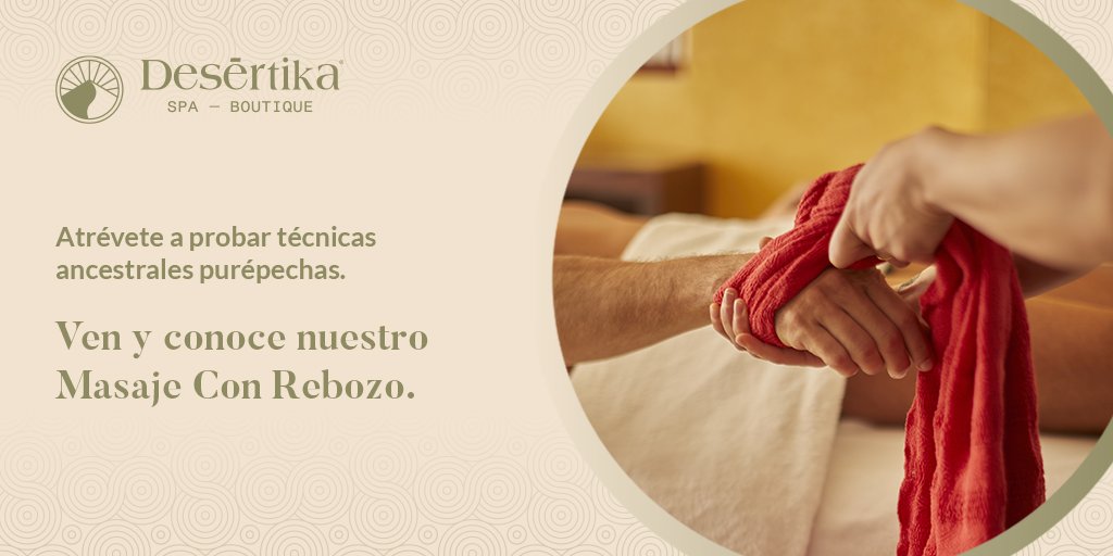 desertikaspa's tweet photo. Con el masaje de Rebozo, combatirás el cansancio y te relajarás, con la ayuda de estiramientos y la aplicación de aceites esenciales.
 
Para agendar, visita 👉 https://t.co/YAyAYnXfCW

#Desertikaspa #spa #marzo #relax #rebozo #tradicional #bienestar #equilibrio #masajes https://t.co/mobB6u99Pc