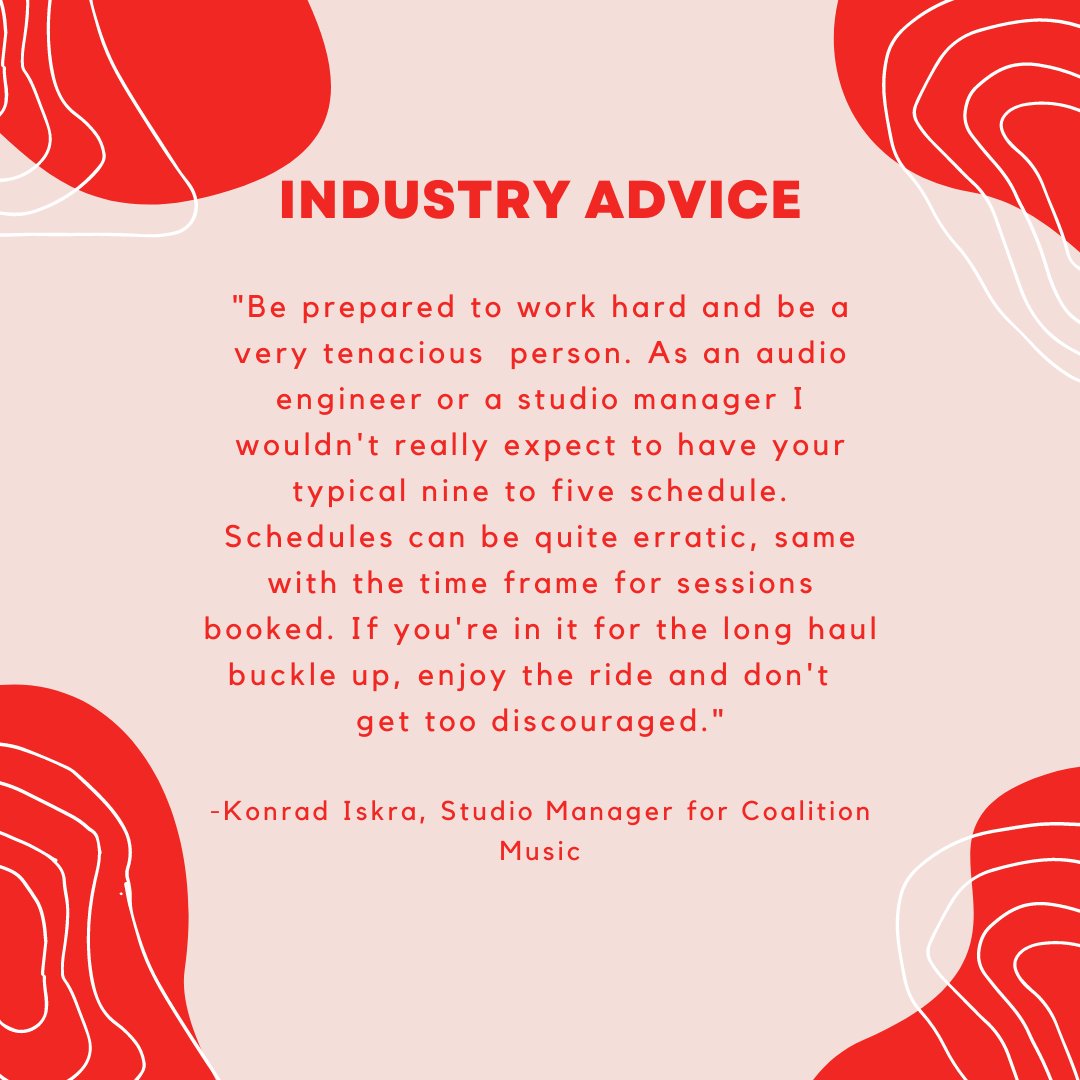 MusicBusinessHS's tweet photo. Following up the advice in the video a little earlier, here's some more advice from Konrad Iskra of Coalition Music on what to expect from working in a music studio.

Got questions about The Music Business? Head to the link in our bio for answers. https://t.co/eMoICubwpq