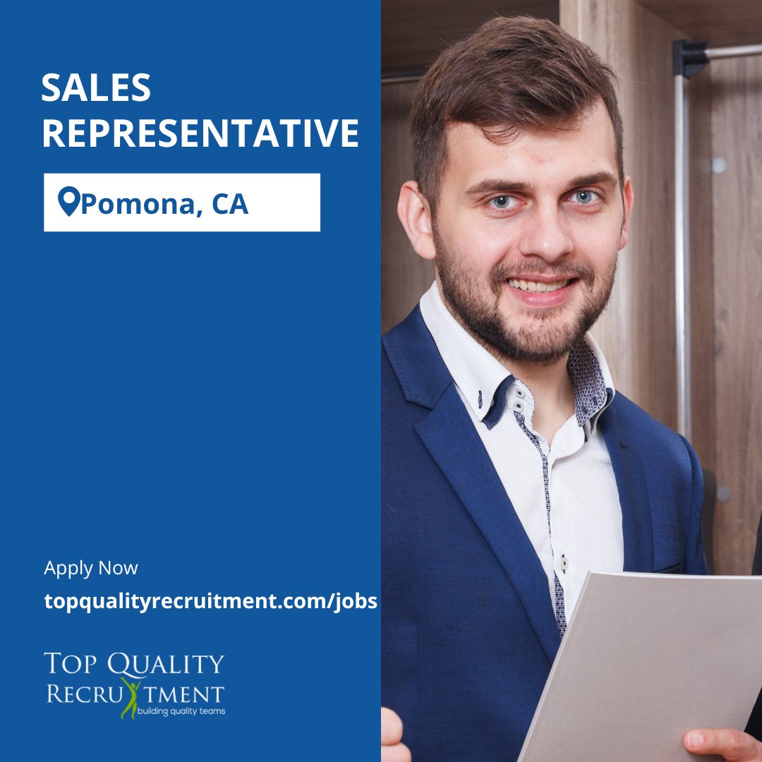 We are hiring a Sales Representative in Pomona, CA.

Apply now: ow.ly/qP8q50Nr1Mb

#tqr #hiring #salesjob #salesrepresentative #job2023 #CAjob