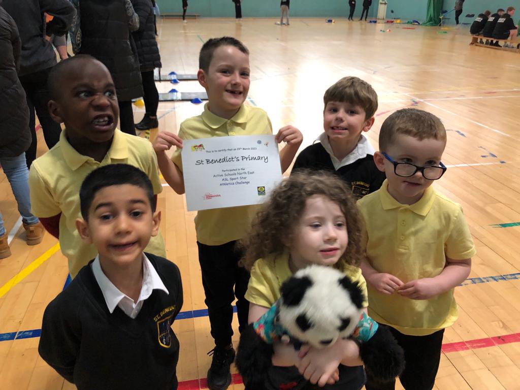 TheHiveStBen's tweet photo. The Hive being amazing athletes at the Active Schools Athletic Challenge! Well done  everyone! Especially Ginger 🐼🏅🌟@StBenedictsPS https://t.co/xqKLCt4uuF