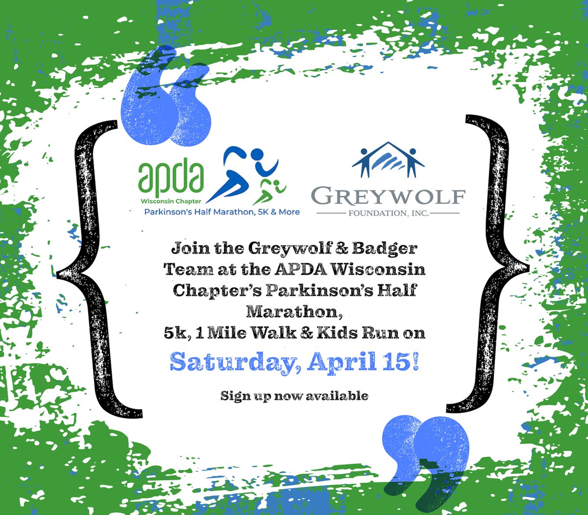 GreywolfCRE's tweet image. There's still time to join the Greywolf &amp;amp; Badger team for the APDA Wisconsin Chapter's Parkinson's Half Marathon, Walk &amp;amp; Kids Run on Sat., April 15th! And our Greywolf Foundation is the Platinum event sponsor!

Sign up to join! 1l.ink/J8BS4R2

#APDA #GreywolfFoundation