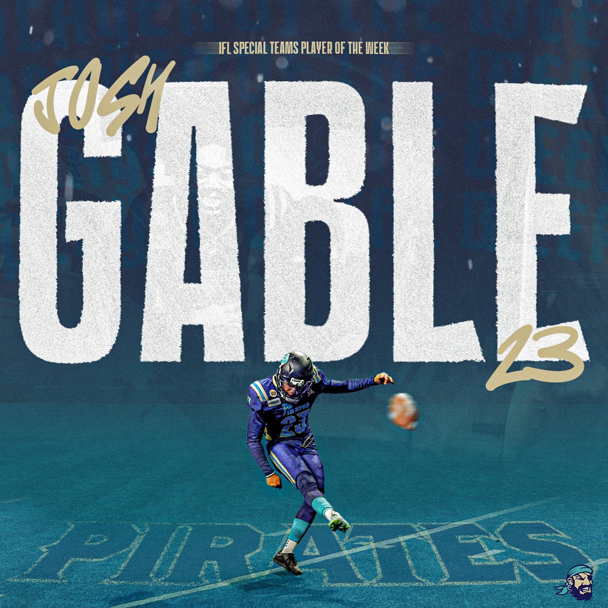 OrlPirates's tweet photo. Congrats to Josh Gable for earning IFL Special Teams Player of the Week after his stellar opening performance!

#TurnTheTide https://t.co/xoodzwWyKP