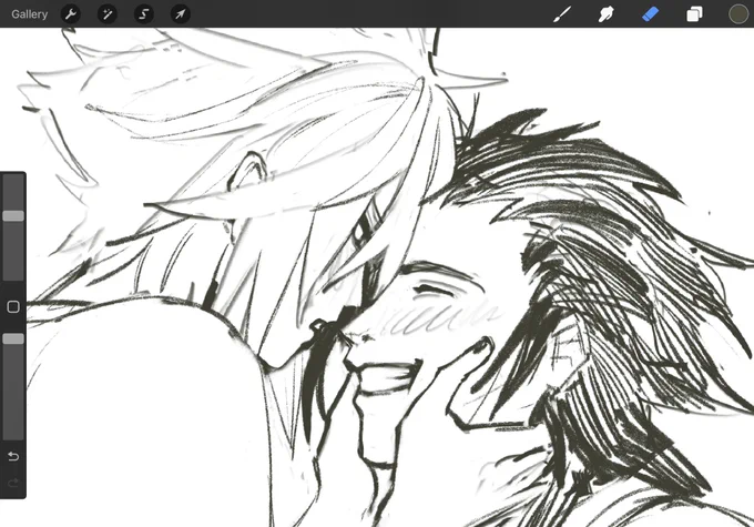 couldn't draw anything new today so here's another wip of the lil lads #zakkura #ff7 #ffvii 