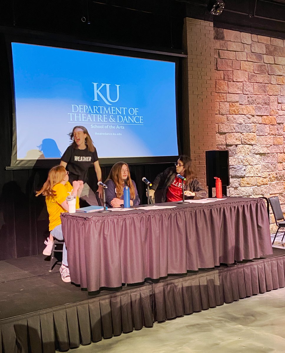 KUTheatre's tweet image. S/O to KU Theatre major Quintin, who directed and helped conceive the short play Harsh Weather for the Climate Teach-In held last night @Maceliscatering. Also 🎩 tip to students Reagan, Seth, Korbyn &amp;amp; Alex for performing &amp;amp; cowriting the script. So proud of our students!