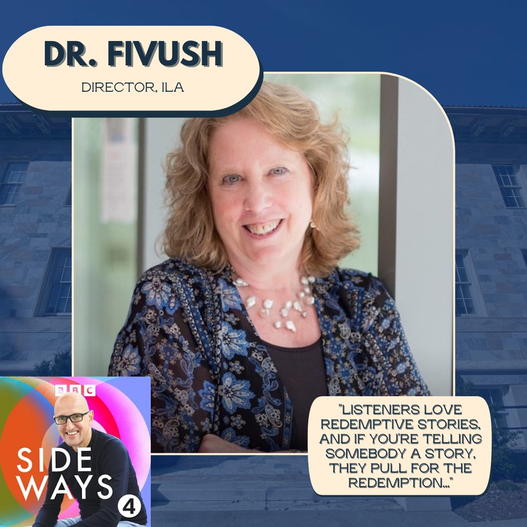 ILA's own Dr. Robyn Fivush made a recent appearance on BBC's "Sounds" Podcast speaking on the importance of storytelling.

You can find this podcast on BBC, Spotify, Apple Podcasts, and most podcast listening services.

bbc.co.uk/sounds/play/m0…