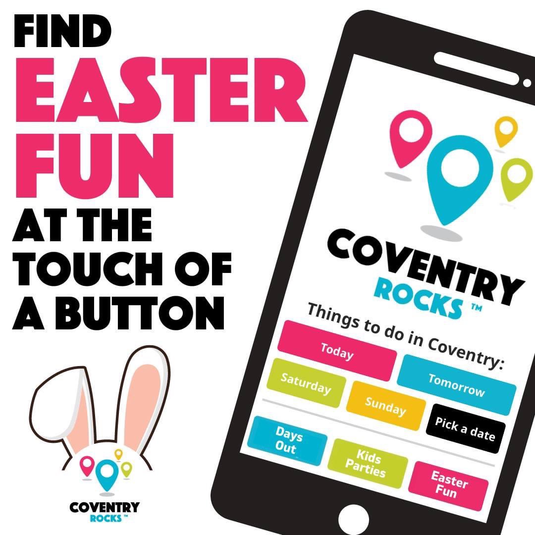 🌟 What's On at Easter 🌟

There’s HEAPS going on over the Easter Holidays, we’ve gathered everything into one handy button, so you can spend less time searching and more time having fun!

👉 coventryrocks.co.uk

#coventry #warwickshire #coventryschools