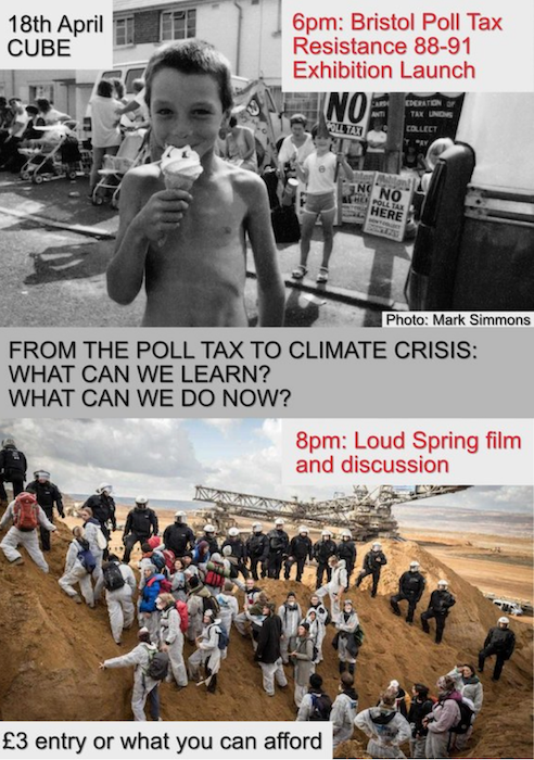 Alt_Bristol_'s tweet photo. Event @CUBECINEMA on 18 April: Launch of '#Bristol Poll Tax Resistance 88-91' exhibition, largely collated by BASE social centre's #LibraryCollective, it'll run for a month or two.
+ film 'Loud Spring' via @WorkersAngry
+ discussion
Adv tkts - https://t.co/HJIb5lceoI https://t.co/m0lZccTnIF